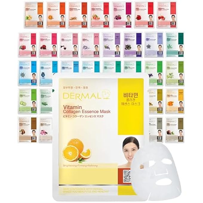DERMAL COLLAGEN ESSENCE FULL FACE FACIAL MASK SHEET - PACK OF 39 COMBO - Image 1